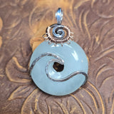 Aquamarine Donut Pendant Sterling Silver 14kt Rose Gold Filled Wave Wrap