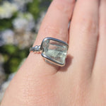 Aquamarine Crystal Ring – sz 7.5 – Clear Blue Natural Beryl