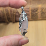 Lavender Moss Agate Pendant – Black Inclusions in Sterling Silver
