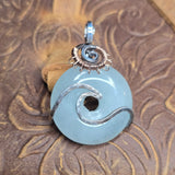 Aquamarine Donut Pendant Sterling Silver 14kt Rose Gold Filled Wave Wrap