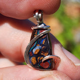 Boulder Opal Pendant Lightning Fire Yowah Nut Pattern - Sterling Silver