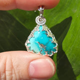 Kingman Turquoise Pendant – Sterling Silver Leaf Crown Setting - Rock Your World 