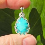 Turquoise Pendant Robin Egg Blue - Sterling Leaf Setting - Rock Your World 