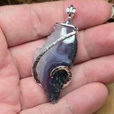 Purple Red Agate Crystal Pendant – Sterling Silver One-of-a-Kind