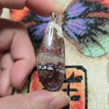 Mystery Plume Jasper Agate Pendant – Hand-Cut Collector Stone Necklace