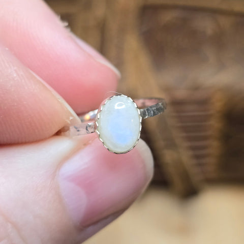 Electric Blue Flash Moonstone Ring sz 6.75 – Sterling Silver