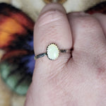 Oval Australian Precious Opal Ring in Sterling Silver Various Sizes