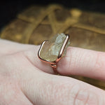 Raw Oregon Sunstone Crystal Ring Sz 6.5 in Copper