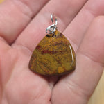 Double Sided Gold and Red Moss Agate Pendant in Sterling Silver