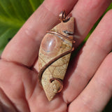Oregon Spiderweb Jasper Pendant – 14kt Rose Gold Fill Tension-Wrapped