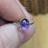 Soft Violet Amethyst Ring sz 5 – Hammered Sterling