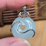 Aquamarine Donut Pendant Sterling Silver 14kt Rose Gold Filled Wave Wrap