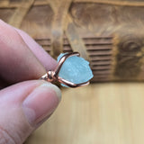Raw Crystal Copper Ring sz 7 – Raw Sky Blue Aquamarine Beryl