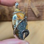 Marcasite in Carnelian Agate Pendant – Desert Ember in Sterling Silver