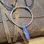 Charoite Pendant Hammered Copper Silver Fill - Adjustable Necklace