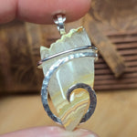 Crazy Lace Agate Pendant – Sunrise Crest in Sterling Silver