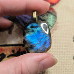 Blue Flash Labradorite Pillow Pendant – Soft Square Glow