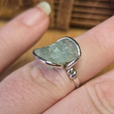 Aquamarine Sterling Silver Ring Size 7.5 – Raw Natural Crystal