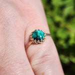 Natural Turquoise Ring Size 8 – Veined Green-Blue Sterling Silver