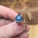 Aquamarine Copper Ring Size 6.5 – Deep Blue Cabochon