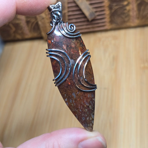 Utah Dinosaur Bone Pendant – Fossil Fire in Sterling Silver