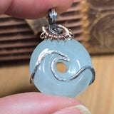 Aquamarine Donut Pendant Sterling Silver 14kt Rose Gold Filled Wave Wrap