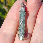 Raw Blue Tourmaline Crystal Pendant in Sterling Silver