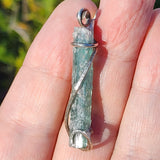 Raw Blue Tourmaline Crystal Pendant in Sterling Silver