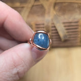 Aquamarine Copper Ring Size 6.5 – Deep Blue Cabochon