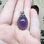 Huge Purple Chalcedony Agate Pendant in Sterling Silver