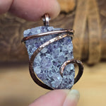 Raw Amethyst Druzy Crystal Pendant - Hammered Copper Wrap
