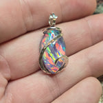 Large Marquis Aurora Opal Pendant – Sterling Silver