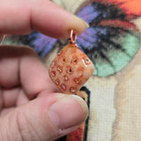 Carnelian Fossil Coral Pendant with Quartz Druzy – Ancient Geode Necklace