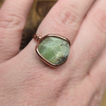 Natural Peridot Copper Ring – Size 10 – Raw Green Crystal in Forged Copper