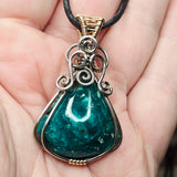 Bagdad Gem Chrysocolla Pendant – All Natural Stone Sterling Silver + Gold Fill