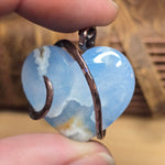 White Sky Plume Agate Heart Pendant – Recycled Copper