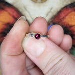 Garnet Stacking Ring in Sterling Silver Sz 6