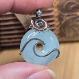 Aquamarine Donut Pendant Sterling Silver 14kt Rose Gold Filled Wave Wrap