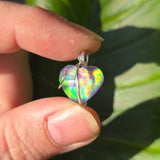 Aurora Opal Light Heart Pendant – Sterling Silver