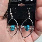 Kingman Turquoise Nugget Leaf Earrings in Sterling Silver