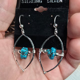 Kingman Turquoise Nugget Leaf Earrings in Sterling Silver