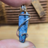 Boulder Opal Pendant Rainbow Fire - Hammered Sterling Silver