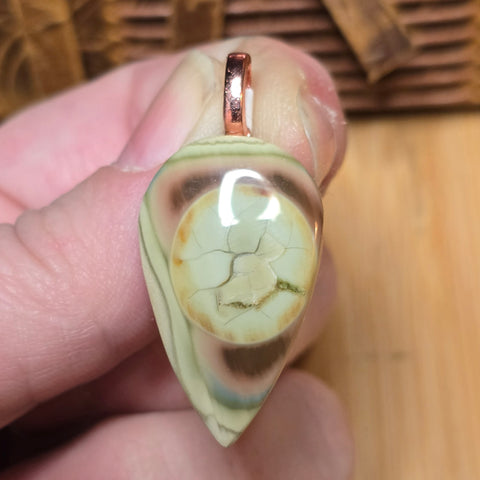 Royal Imperial Jasper Pendant – Orb Pattern Rose Gold Tone