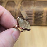 Raw Oregon Sunstone Crystal Ring Sz 6.5 in Copper
