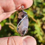 Lavender Moss Agate Pendant – Black Inclusions in Sterling Silver