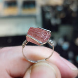 Pink Tourmaline Crystal Ring in Sterling Silver Sz 6.5