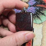 Red Moss Jasper Pendant – Square-Cut with Black Manganese Veins