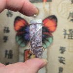 Rare Bright Purple Luna Agate Pendant in Silver – Mexican Orbicular Chalcedony