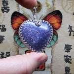 Bright Purple Heart Shape Double-sided Grape Agate Pendant Necklace in Bright Sterling Silver