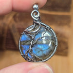Labradorite Moon Spooky Tree of Life Pendant – Oxidized Sterling Silver